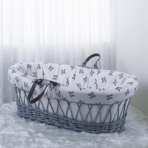 Clair de Lune Rachel Riley Bunny Grey Wicker Moses Basket with no cover