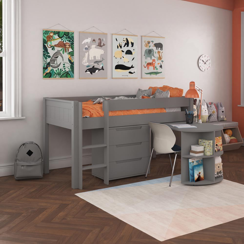 grey-midsleeper-with-three-drawer-chest-and-pull-out-desk-with-shelving-space