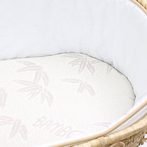 Inside of Clair de Lune Natural Bamboo Palm Moses Basket/Noah Pod® Mattress (74 x 28 cm)