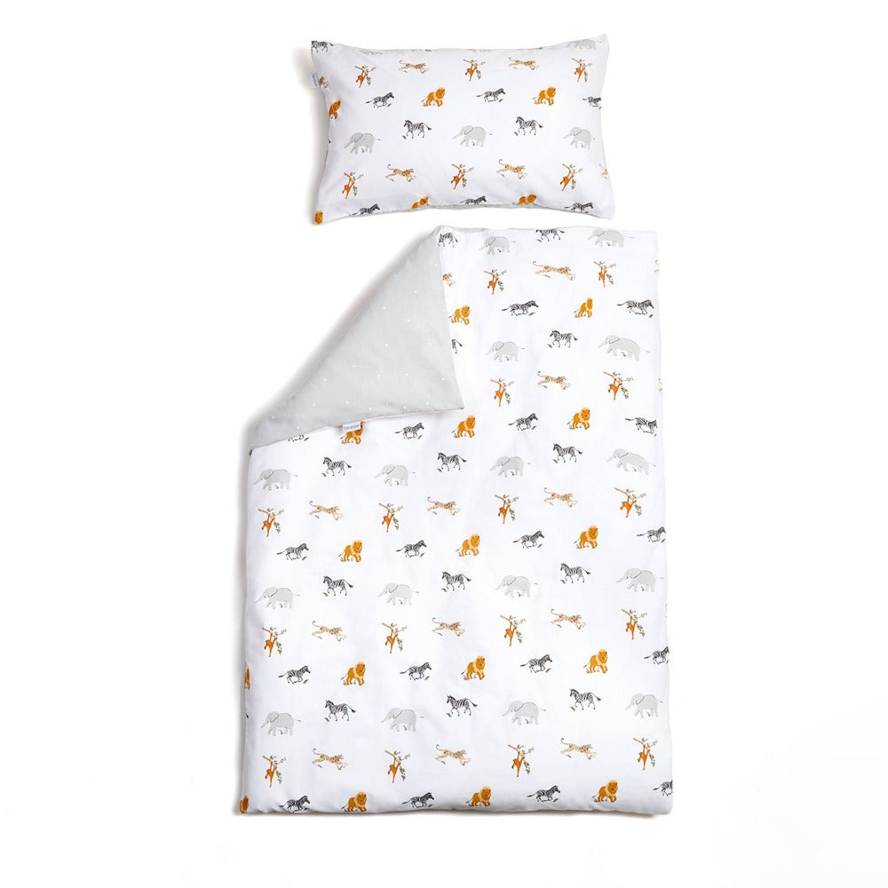 Clair de Lune Reversible Jungle Dream Cot Bed Duvet and Pillowcase Set