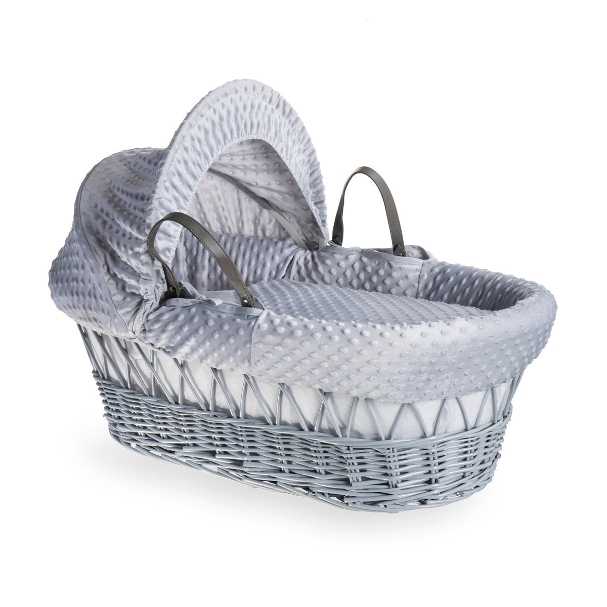 Clair de Lune Dimple Grey Wicker Moses Basket