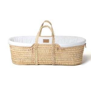 white Clair de Lune Organic Palm Moses Basket no stand