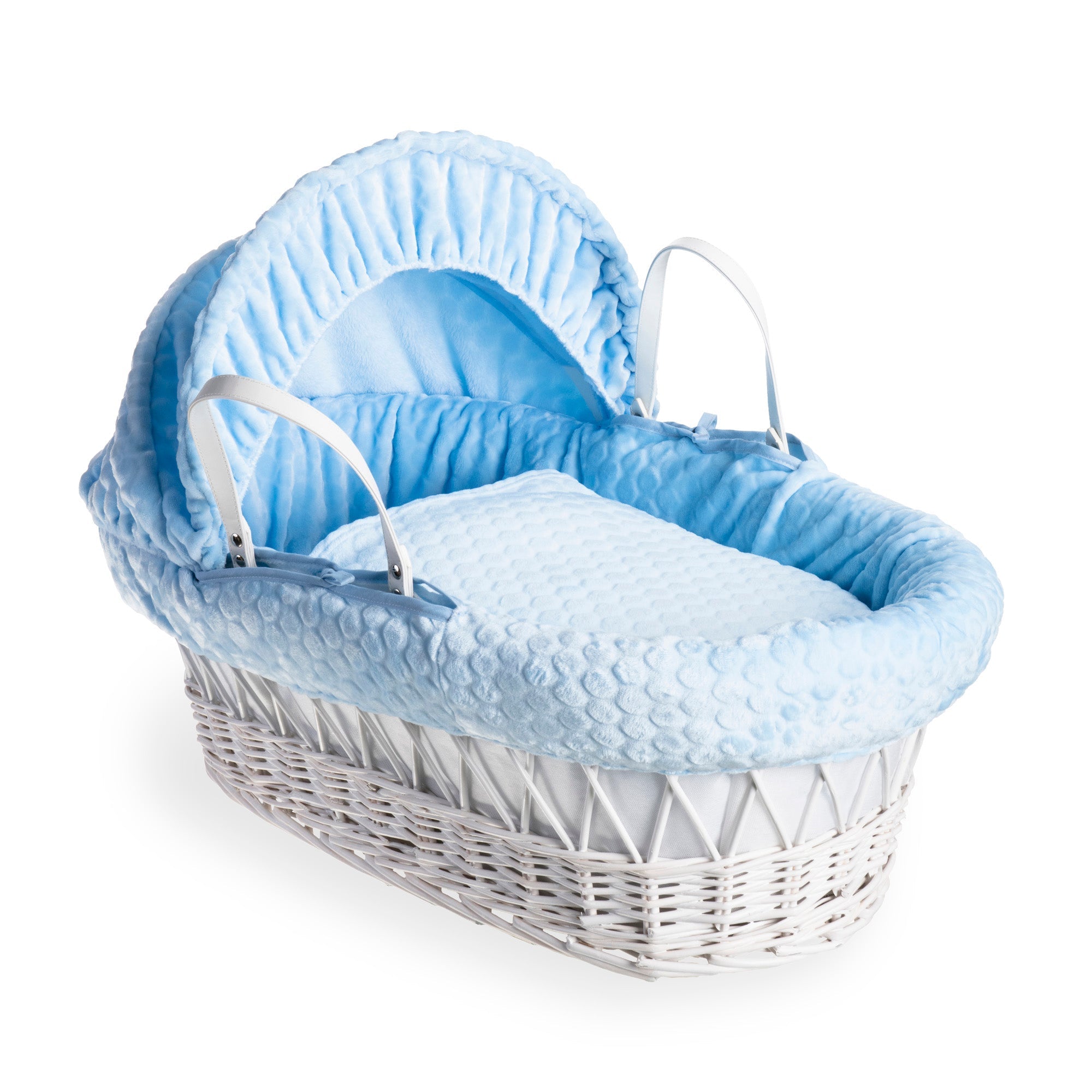 Clair de Lune Marshmallow blue Wicker Moses Basket