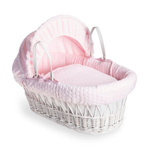 Clair de Lune Marshmallow pink Wicker Moses Basket