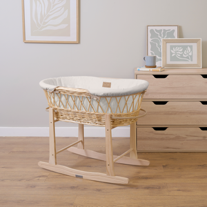 Clair de Lune Organic Natural Wicker Moses Basket with a stand