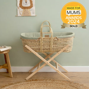 mint green Clair de Lune Organic Palm Moses Basket