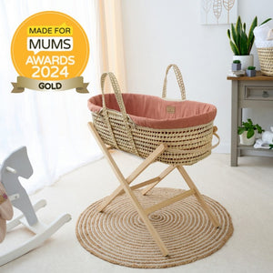 Orange Clair de Lune Organic Palm Moses Basket with a stand