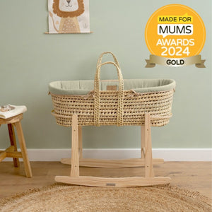 green Clair de Lune Organic Palm Moses Basket