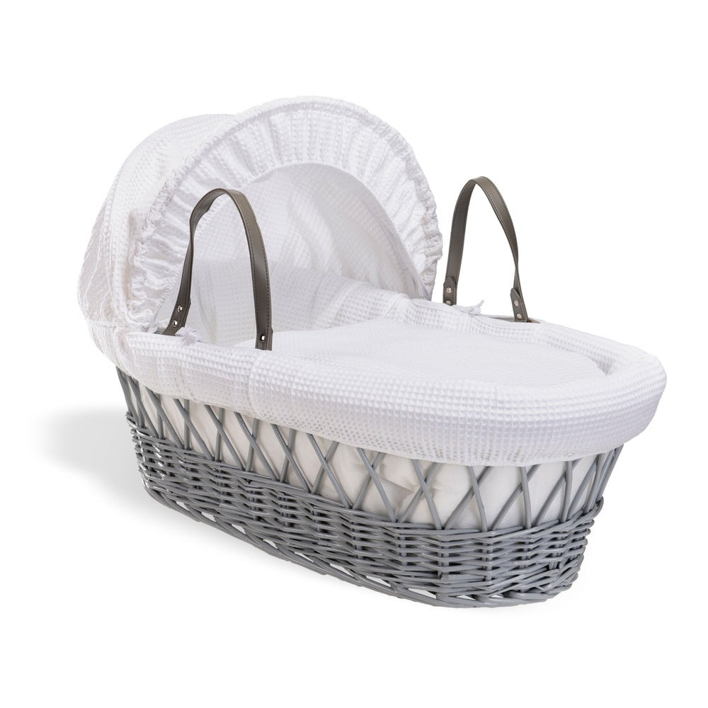 Clair de Lune Waffle Grey Wicker Moses Basket