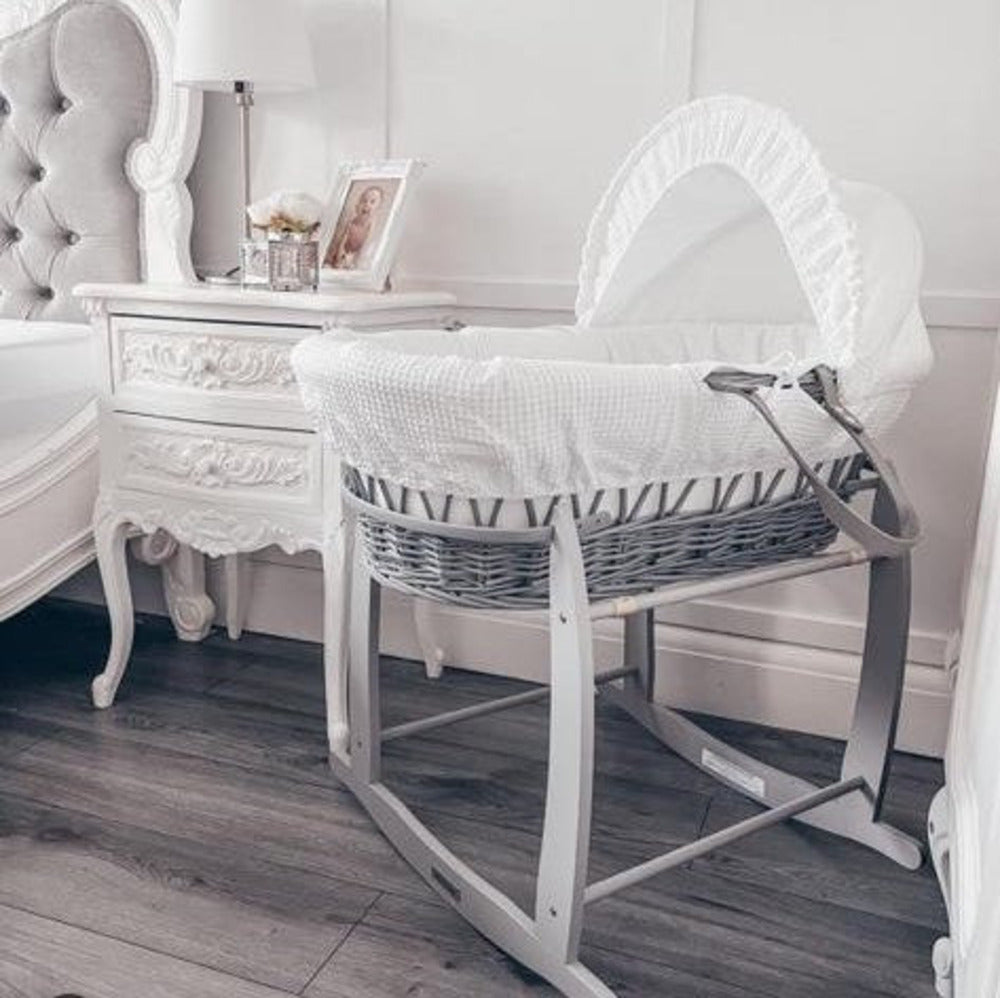 Clair de Lune Waffle Grey Wicker Moses Basket