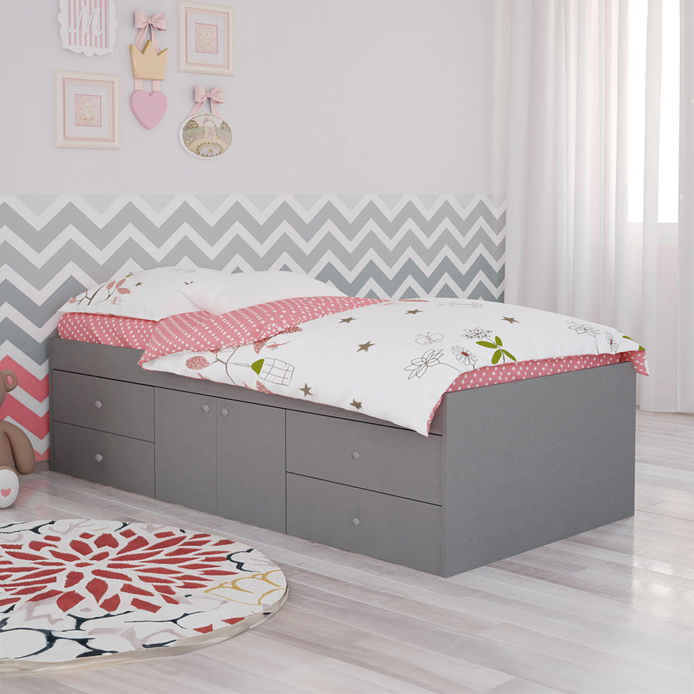 Kidsaw Grey Arctic Multi Drawer Single Bed