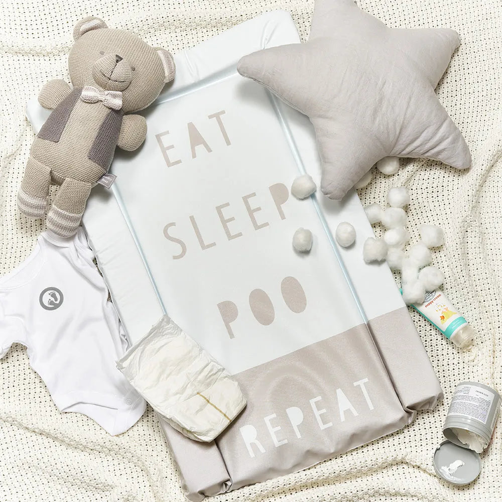 Obaby Eat Sleep Repeat Changing Mat - Grey