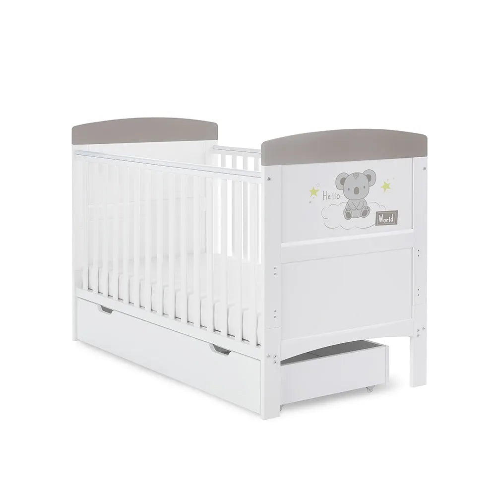 Obaby Grace Inspire Hello World Koala Nursery Cot Bed - Grey