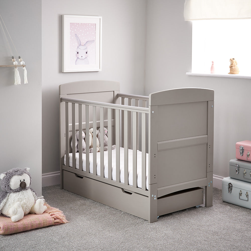 Obaby Grace Mini Cot Bed 2 Piece Nursery Room Set - Warm Grey