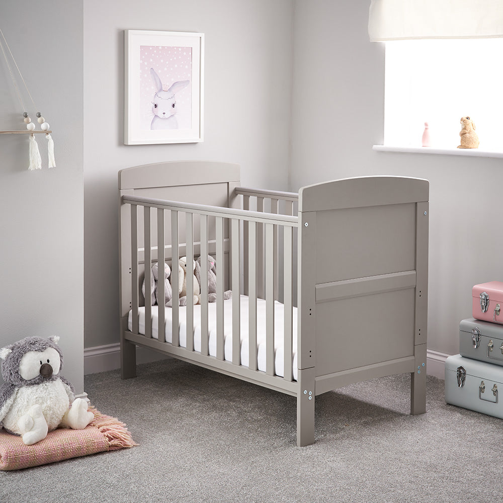 Obaby Grace Mini Cot Bed 2 Piece Nursery Room Set - Warm Grey