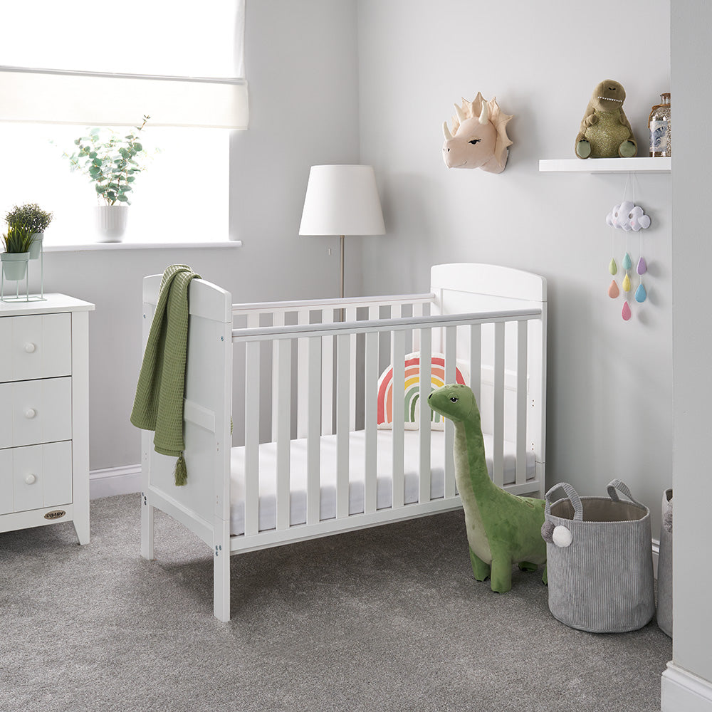 Obaby Grace Mini Cot Bed 3 Piece Nursery Room Set - White