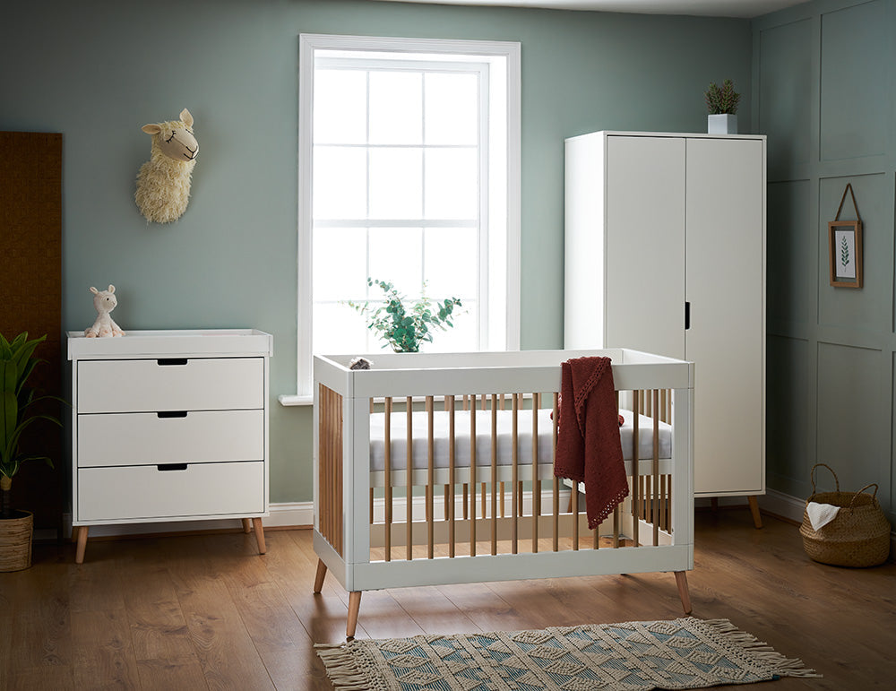 Obaby Maya Mini 3 Piece Nursery Room Set - White & Natural