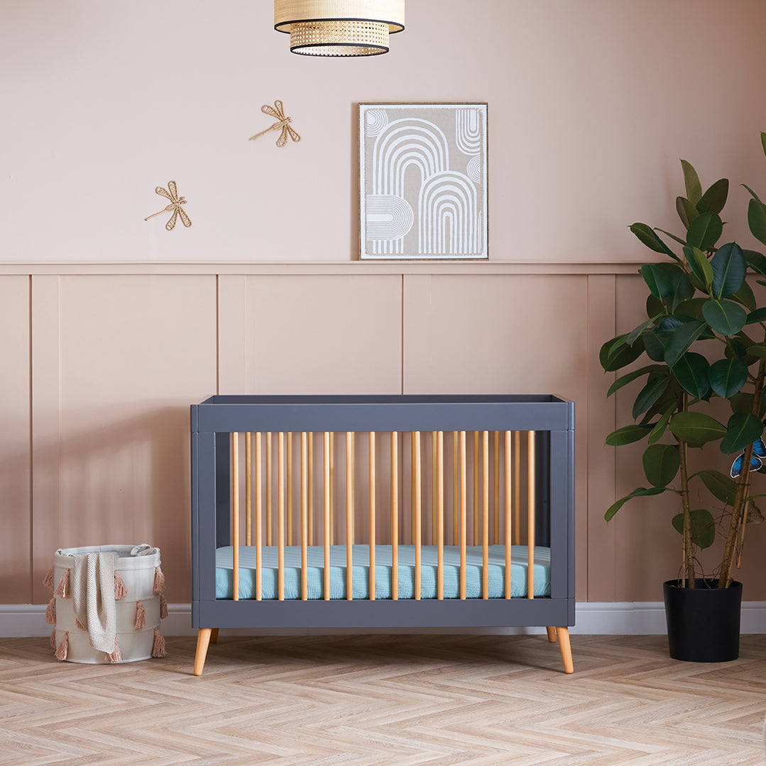 Obaby Mini Maya Nursery Cot Bed - Slate & Natural