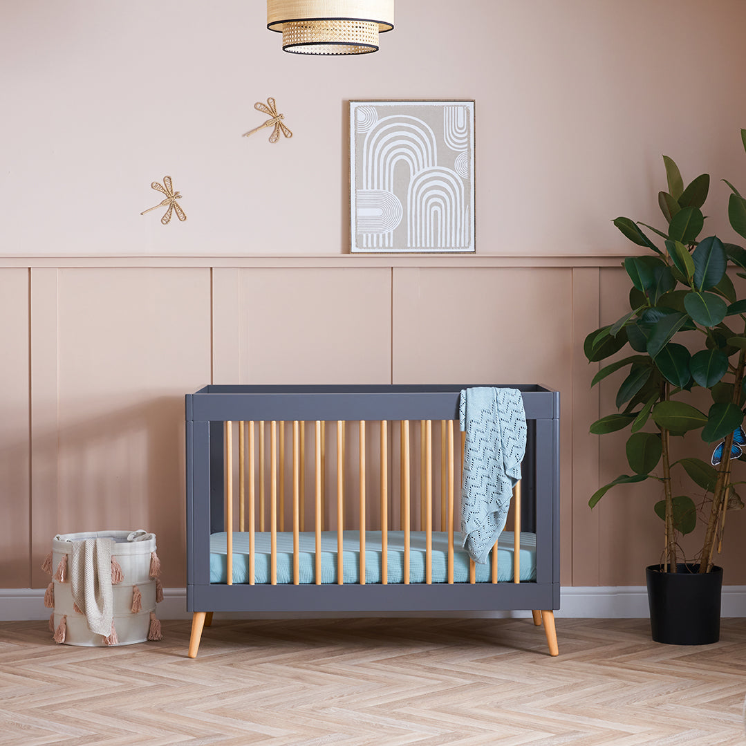 Obaby Mini Maya Nursery Cot Bed - Slate & Natural