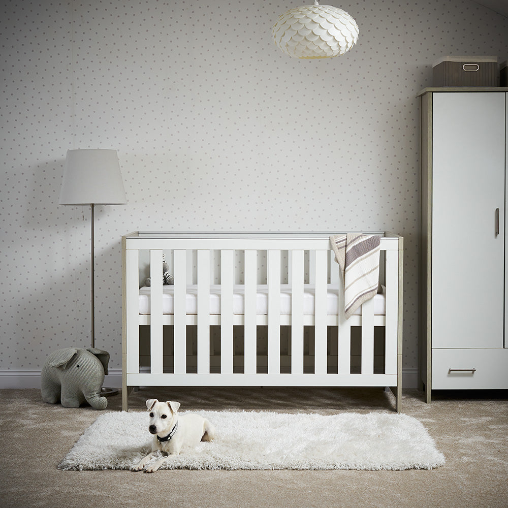 Obaby Nika Nursery Cot Bed - Grey & White