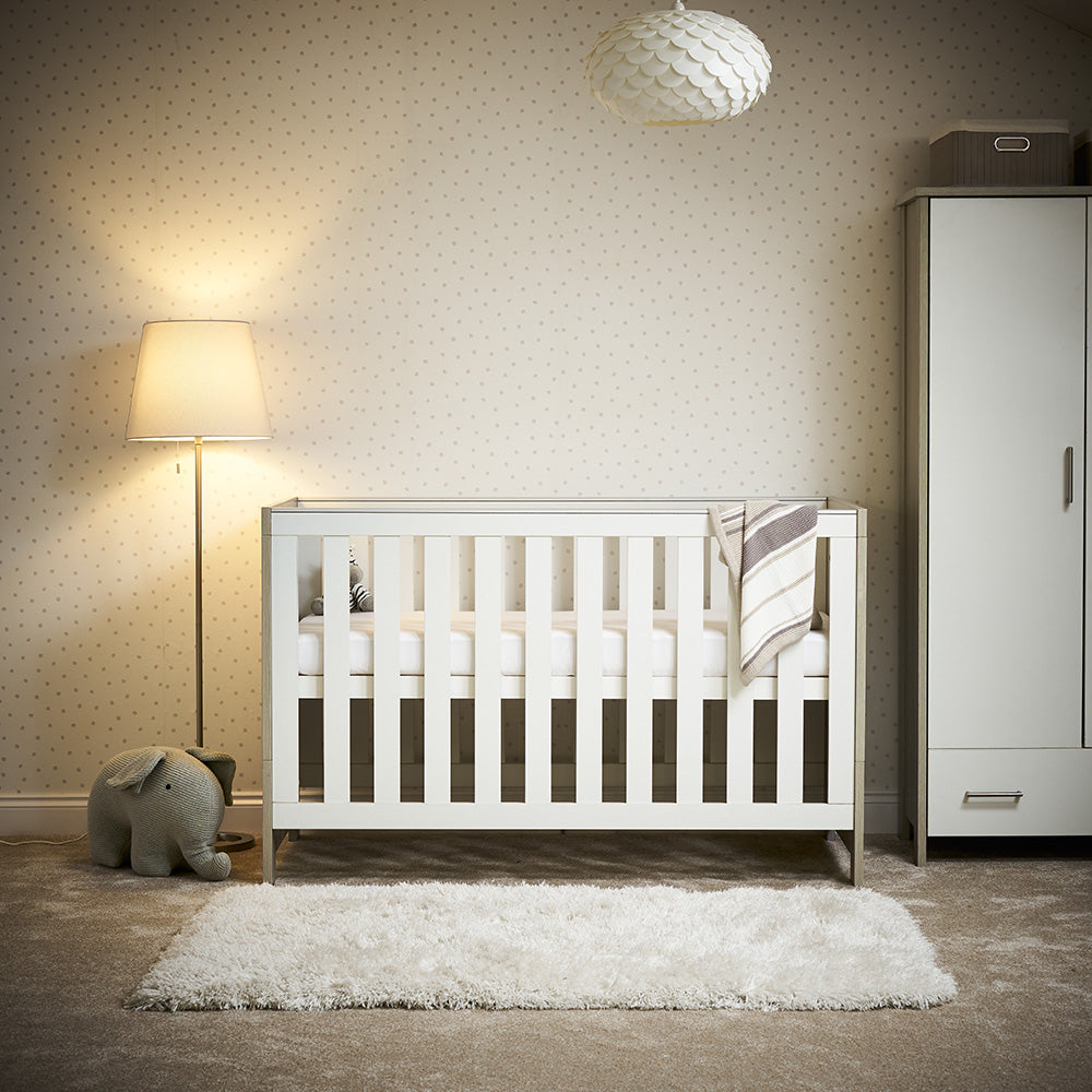 Obaby Nika Nursery Cot Bed - Grey & White