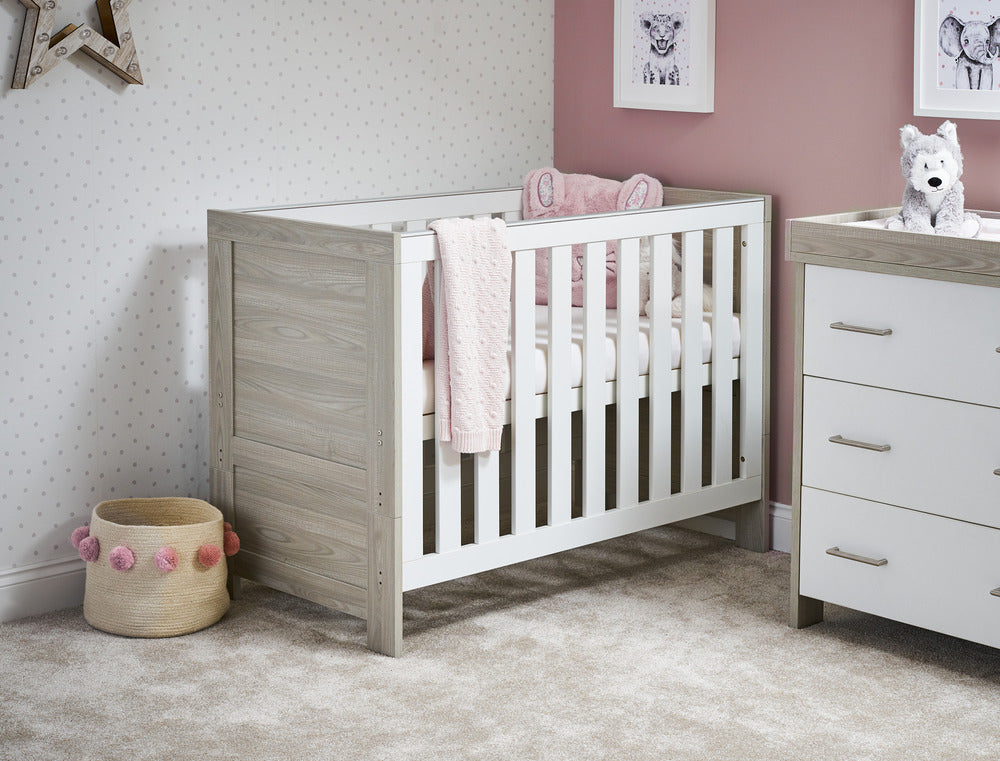 Obaby Nika Nursery Mini Cot Bed - Grey & White