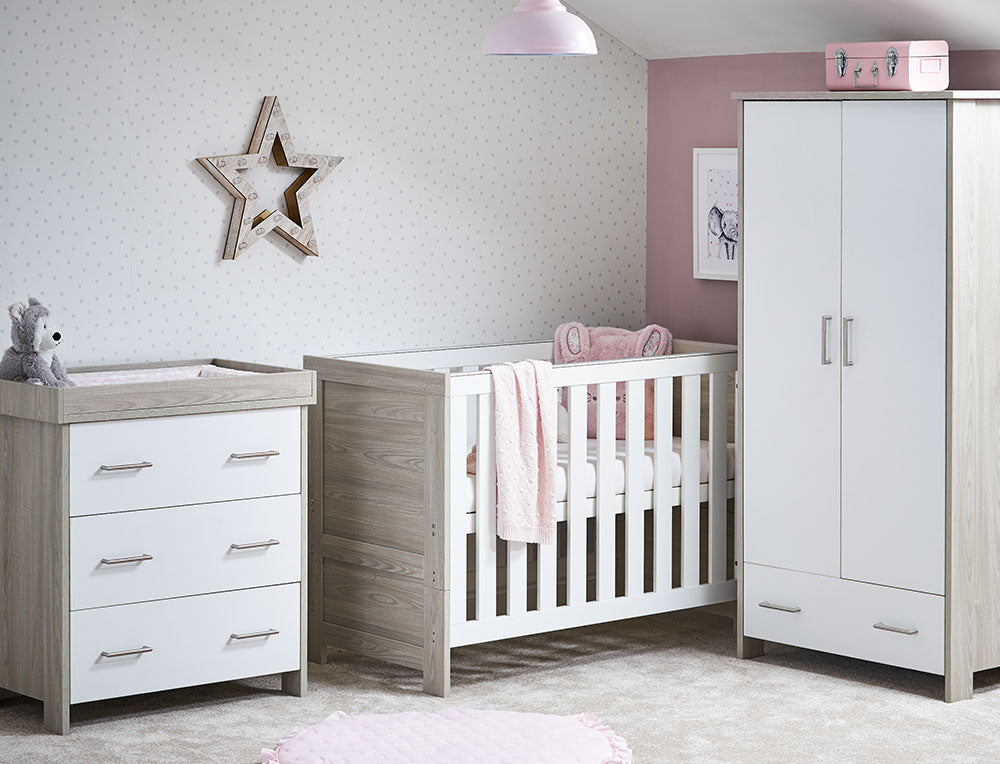 Obaby Nika Nursery Mini Nursery 3 Piece Room Set - Grey & White