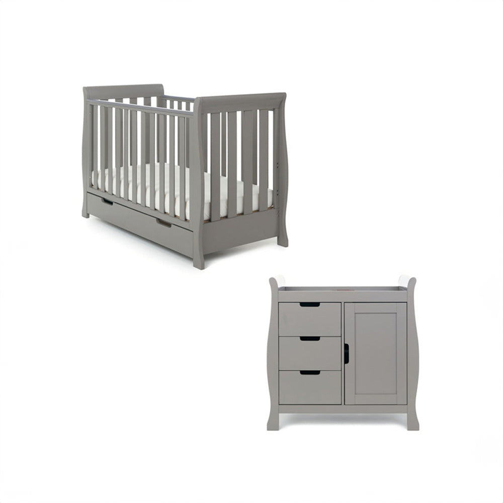 Obaby Stamford Mini Sleigh 2 Piece Room Set - Taupe Grey