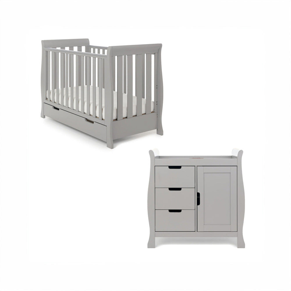 Obaby Stamford Mini Sleigh 2 Piece Room Set - Warm Grey