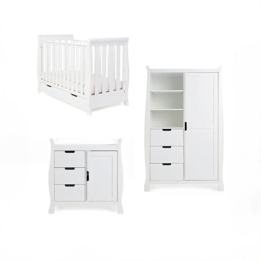 Obaby Stamford Mini Sleigh 3 Piece Room Set - White