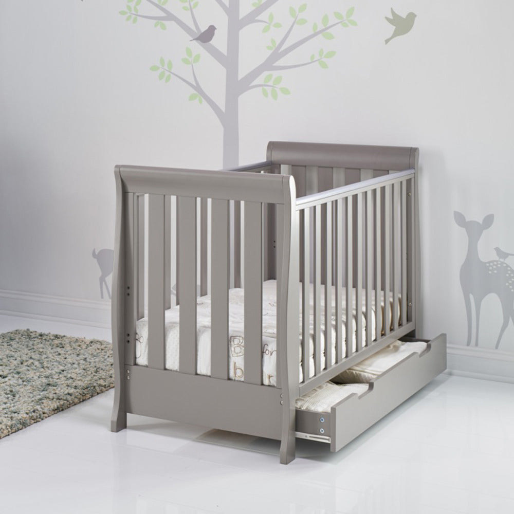 Obaby Stamford Mini Sleigh Cot Bed - Taupe Grey