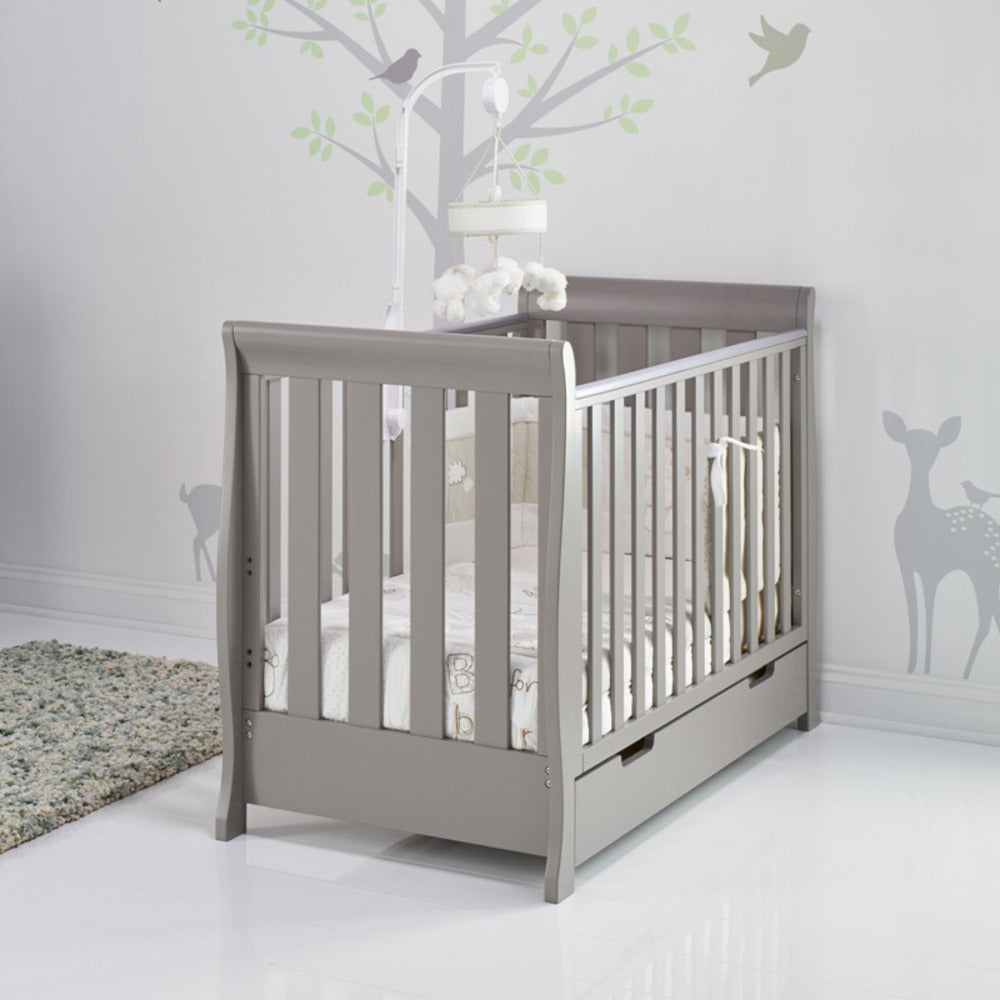 Obaby Stamford Mini Sleigh Cot Bed - Taupe Grey