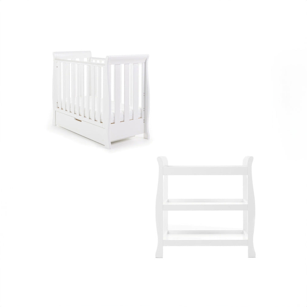 Obaby Stamford Space Saver Sleigh 2 Piece Room Set - White