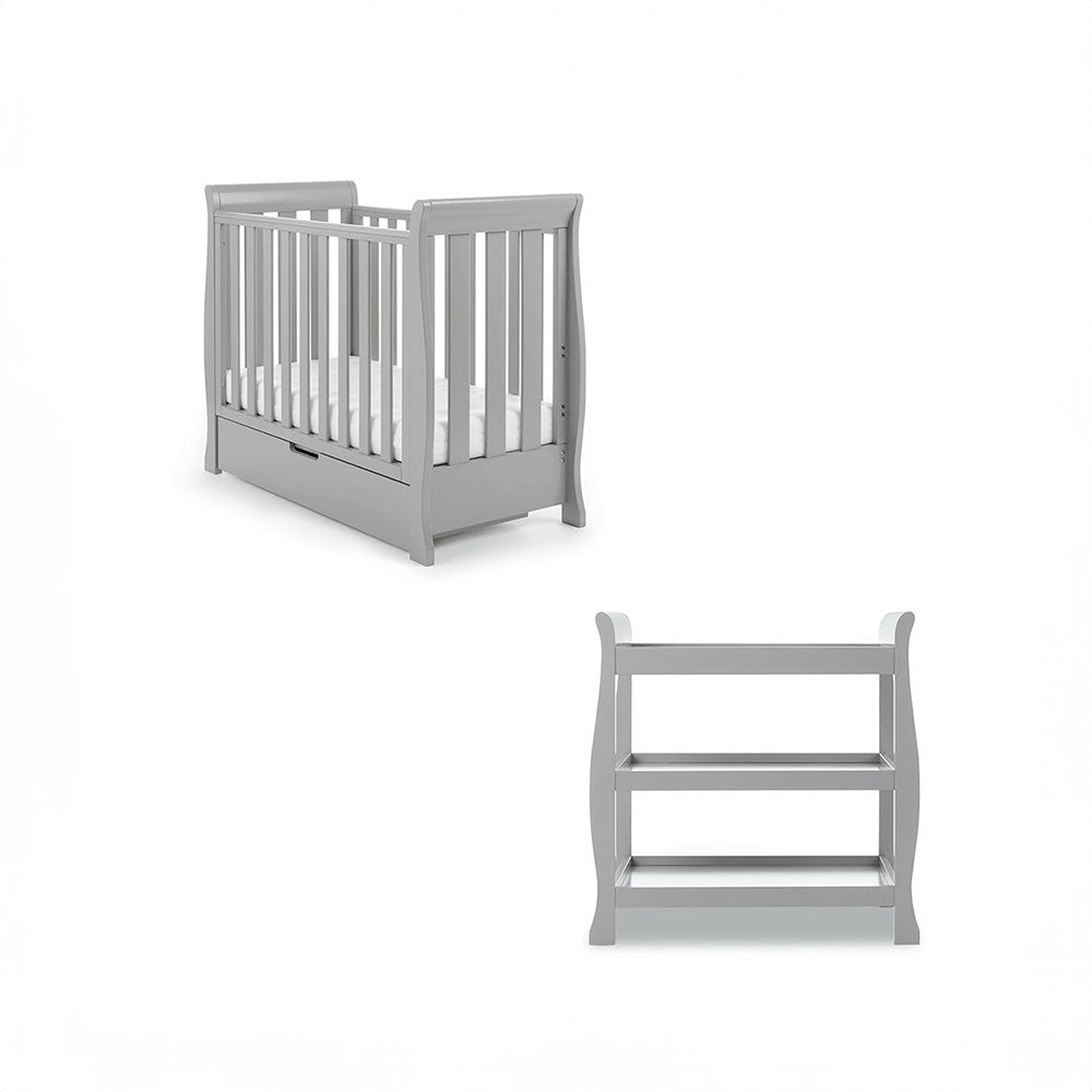 Obaby Stamford Space Saver Sleigh 2 Piece Room Set - Warm Grey