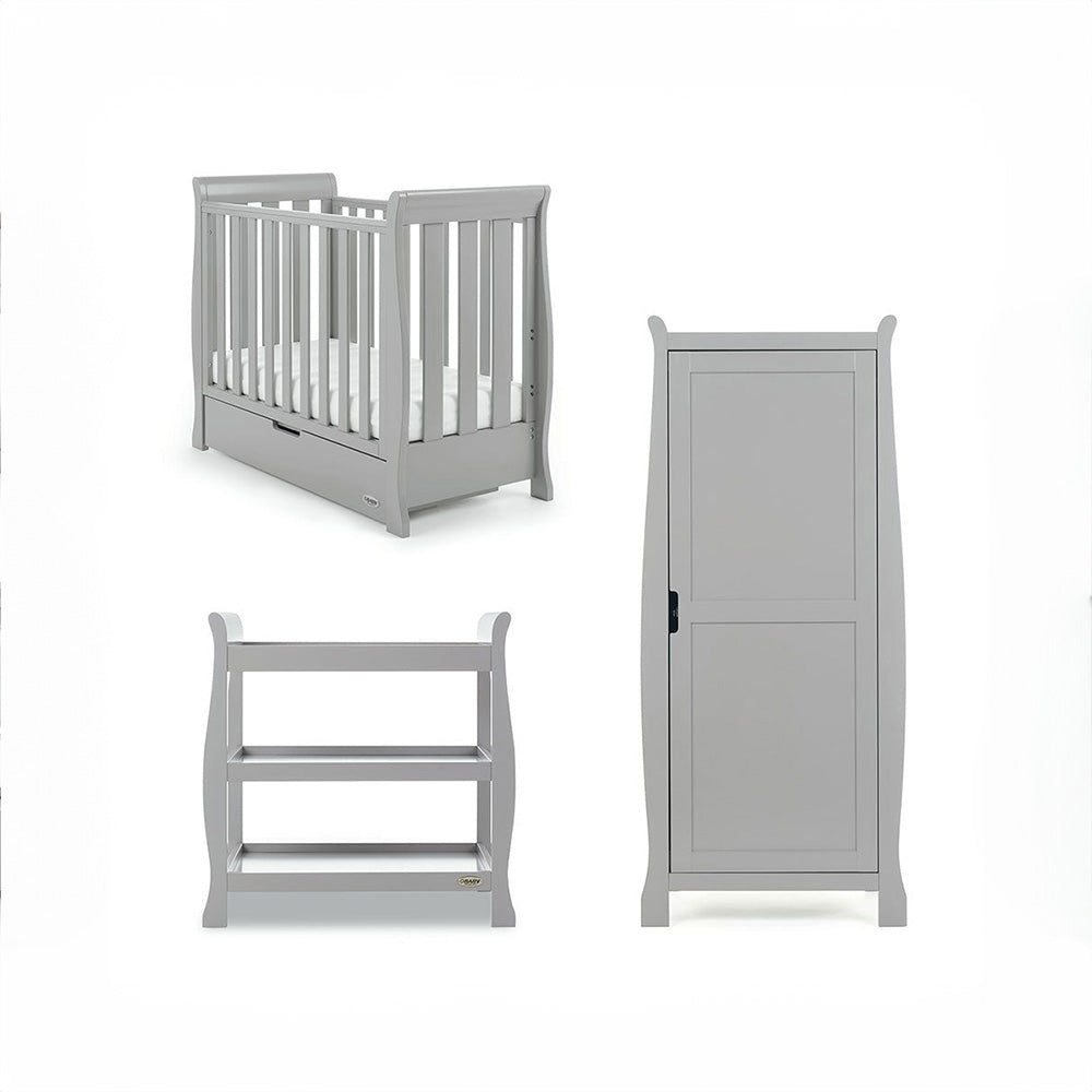 Obaby Stamford Space Saver Sleigh 3 Piece Room Set - Warm Grey