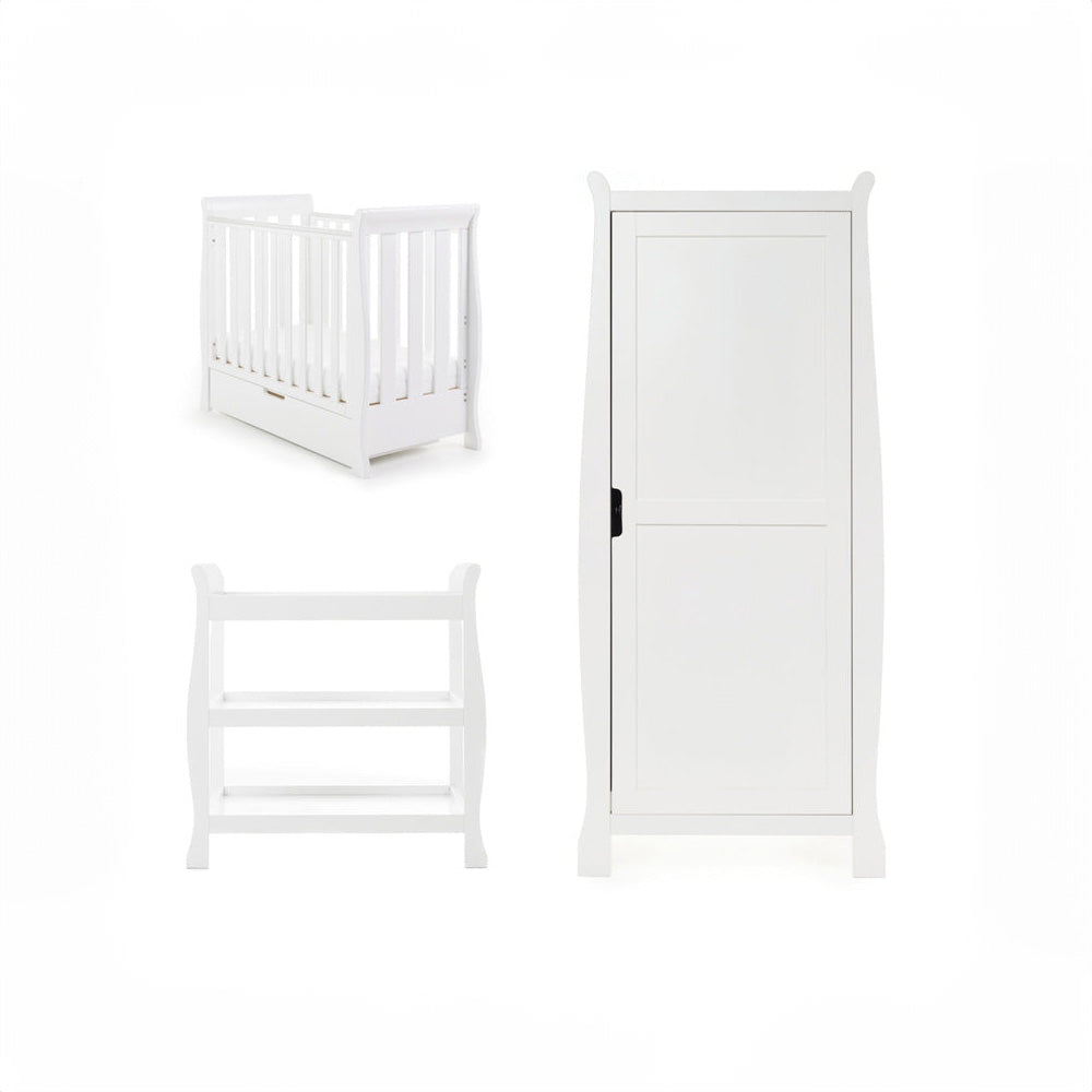 Obaby Stamford Space Saver Sleigh 3 Piece Room Set - White