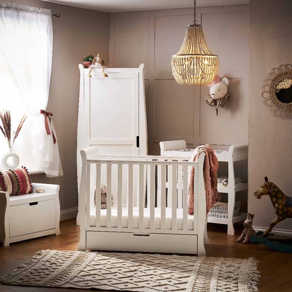 Obaby Stamford Space Saver Sleigh 3 Piece Room Set - White