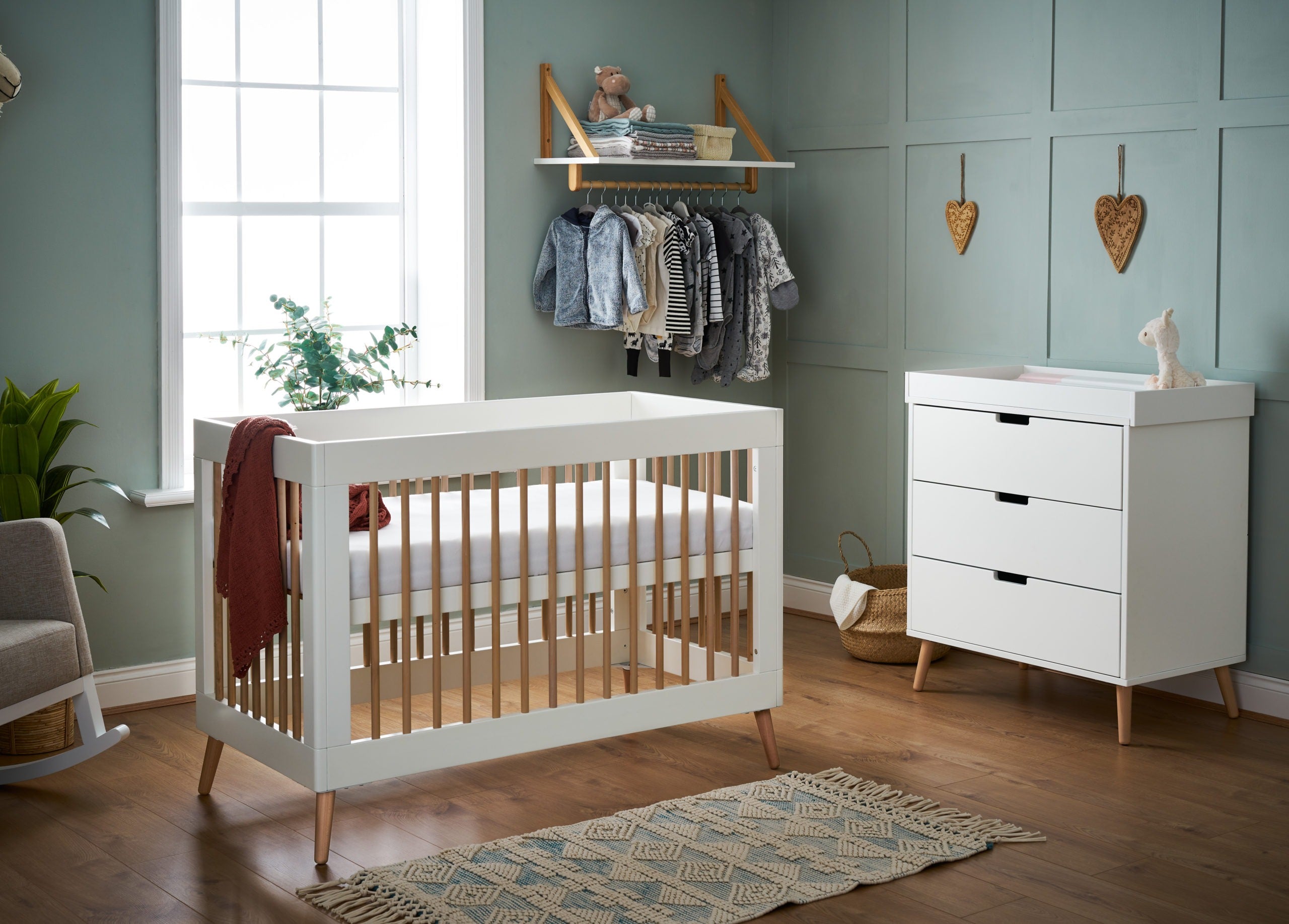 Obaby Maya Mini 2 Piece Nursery Room Set - White & Natural