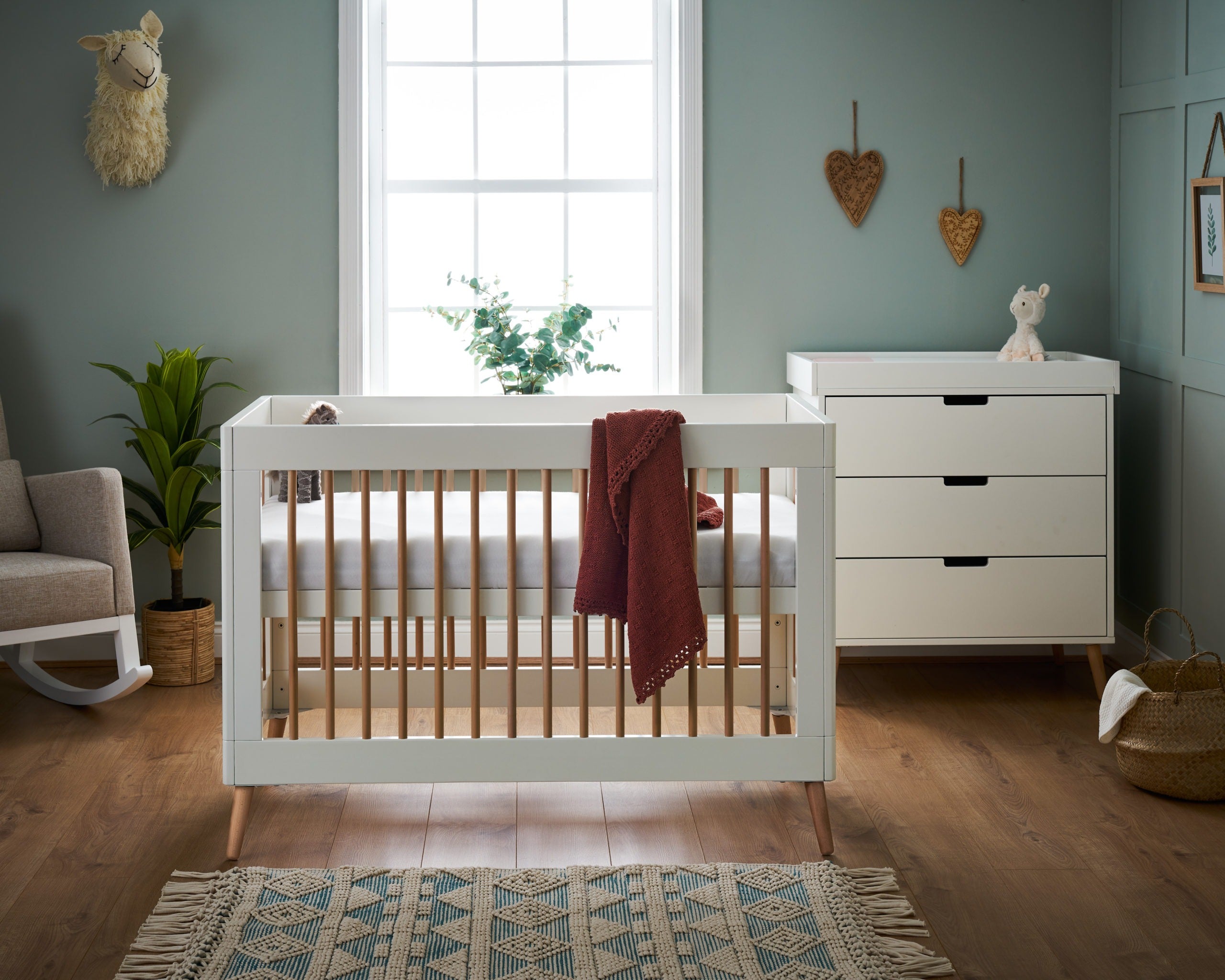 Obaby Maya Mini 2 Piece Nursery Room Set - White & Natural