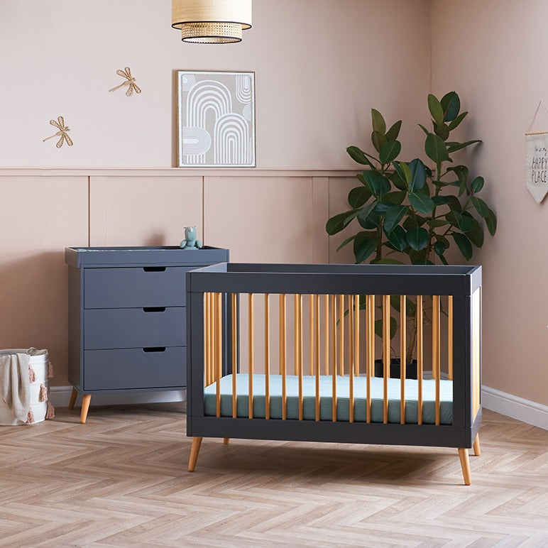 Obaby Mini Maya 2 Piece Nursery Room Set - Slate & Natural