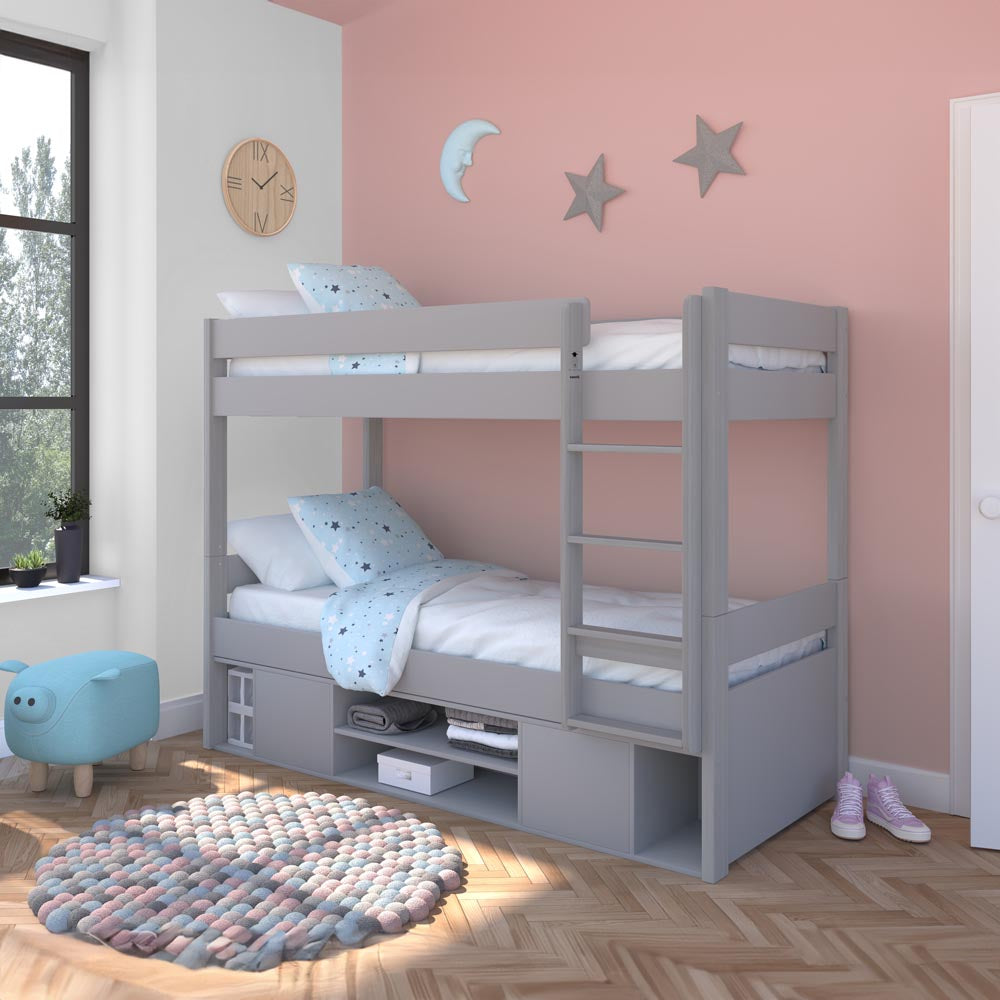 grey-wooden-detachable-bunk-bed-with-two-doors-and-shelving-space-underneath