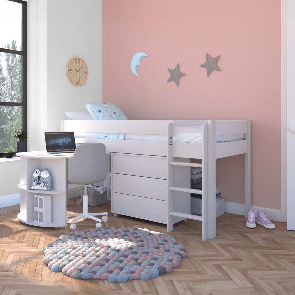 white-midsleeper-three-drawer-chest-and-pullout-desk