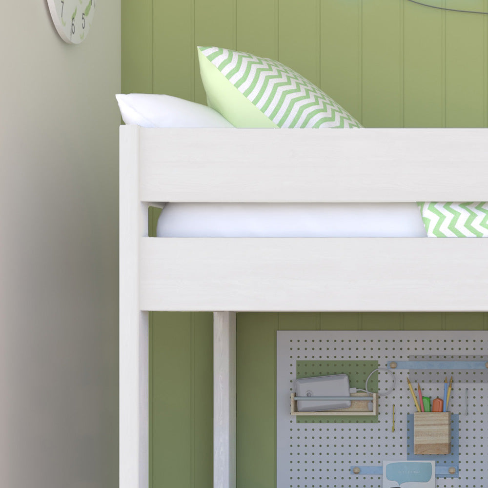 close-up-high sleeper-minimalistic-white-headboard