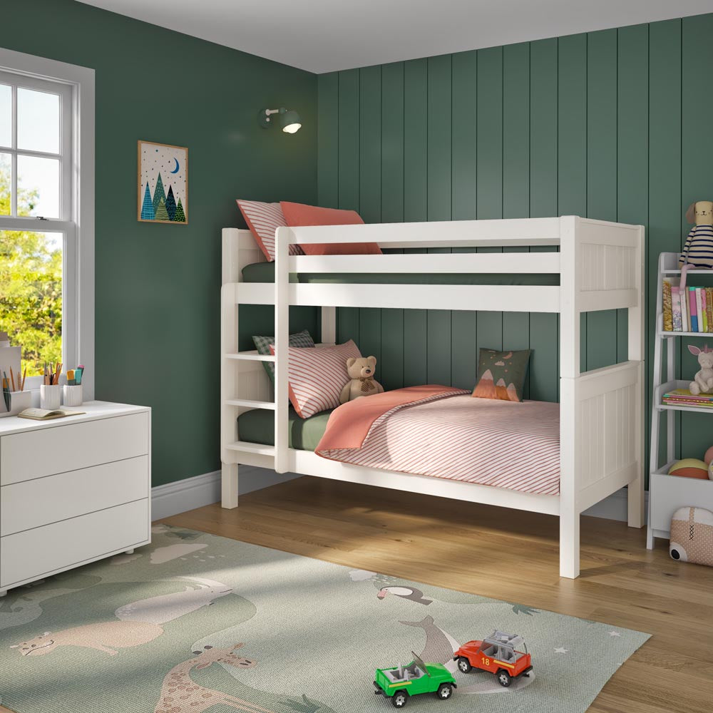 white-wooden-classic-single-beds-bunk-bed