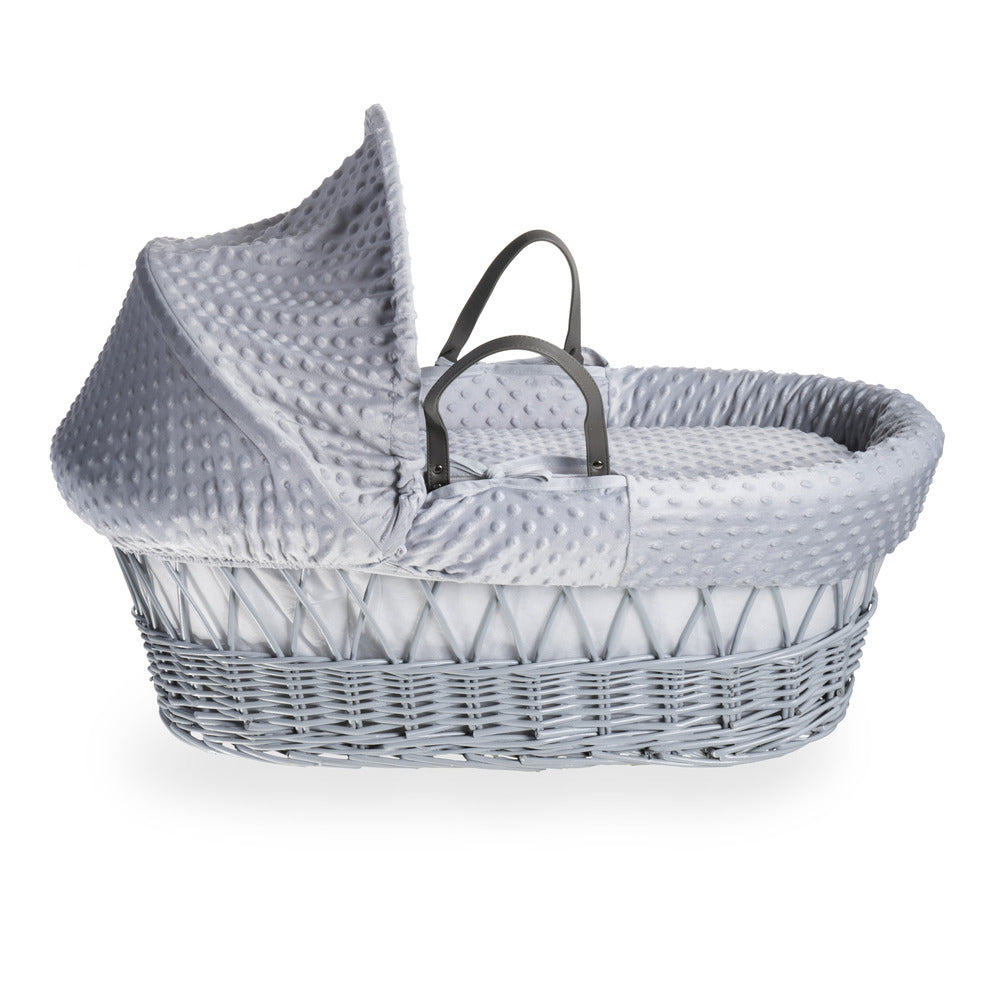 Clair de Lune Dimple Grey Wicker Moses Basket