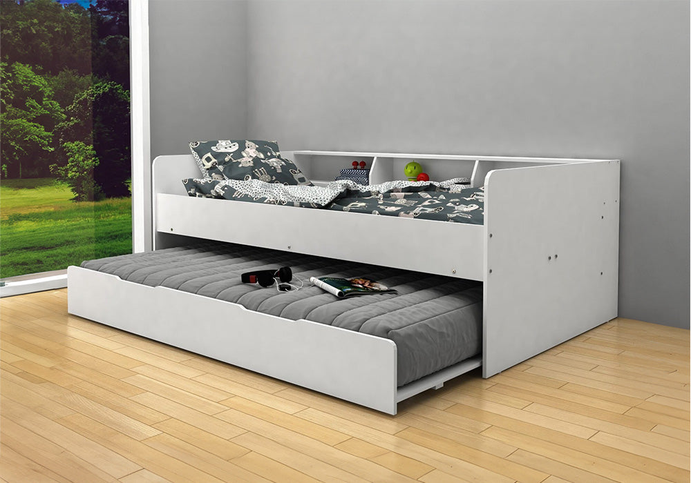 Kidsaw Kudl Day Bed in White with Pull Out Trundle