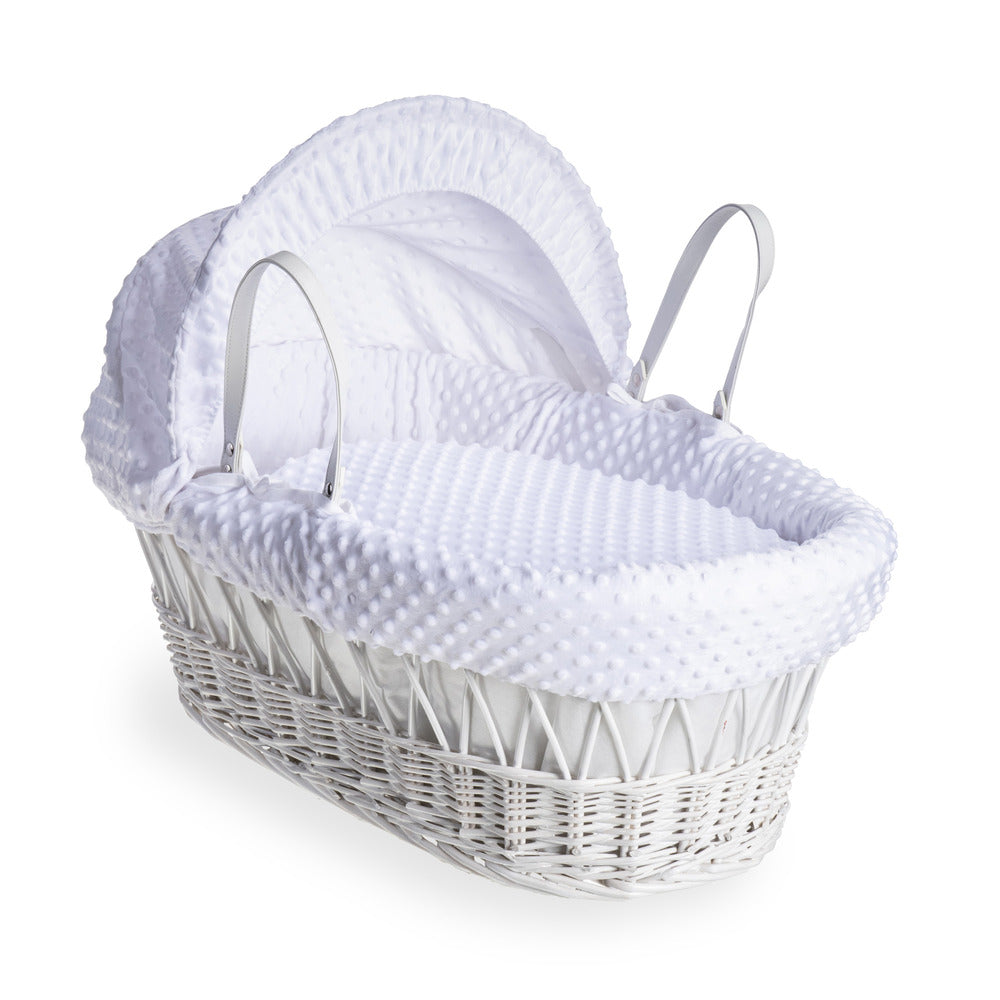 Clair de Lune Dimple White Wicker Moses Basket